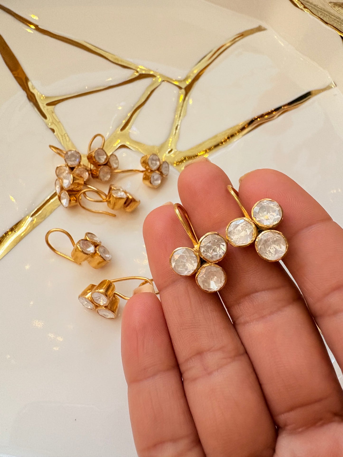 Polki hook earrings