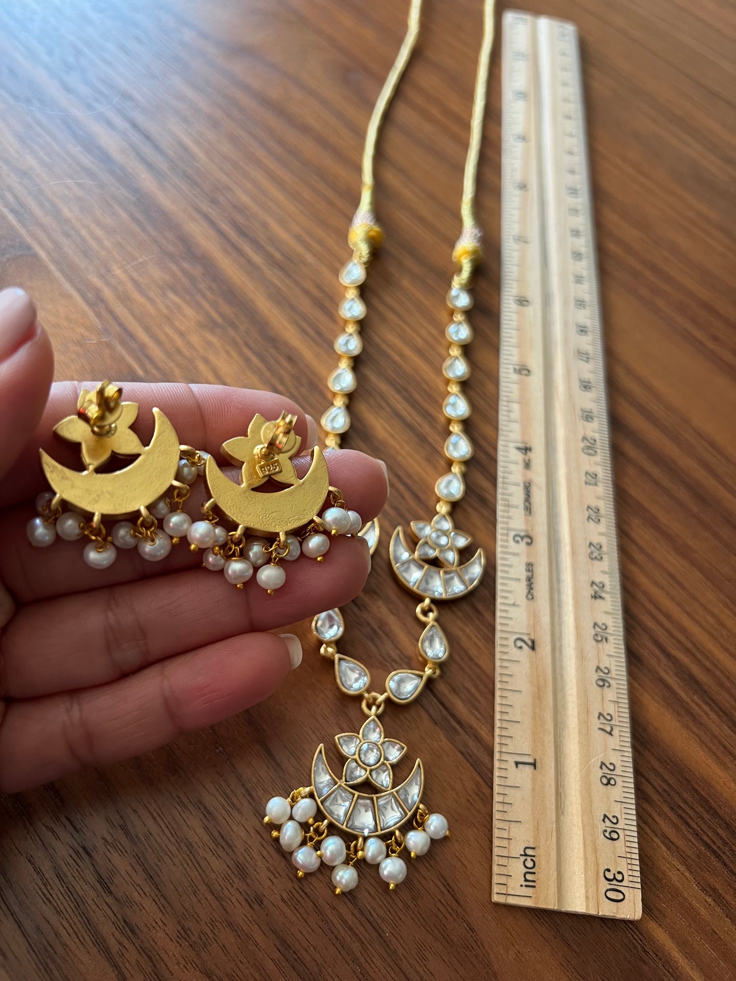 Aadha chand polki necklace set