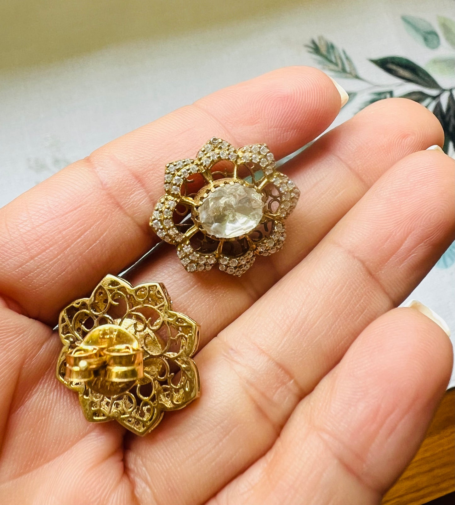 Victorian style polki Stud earrings