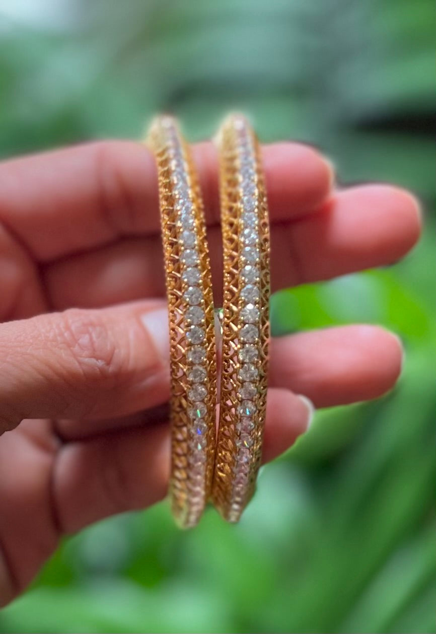 Gold polished zircon bangles
