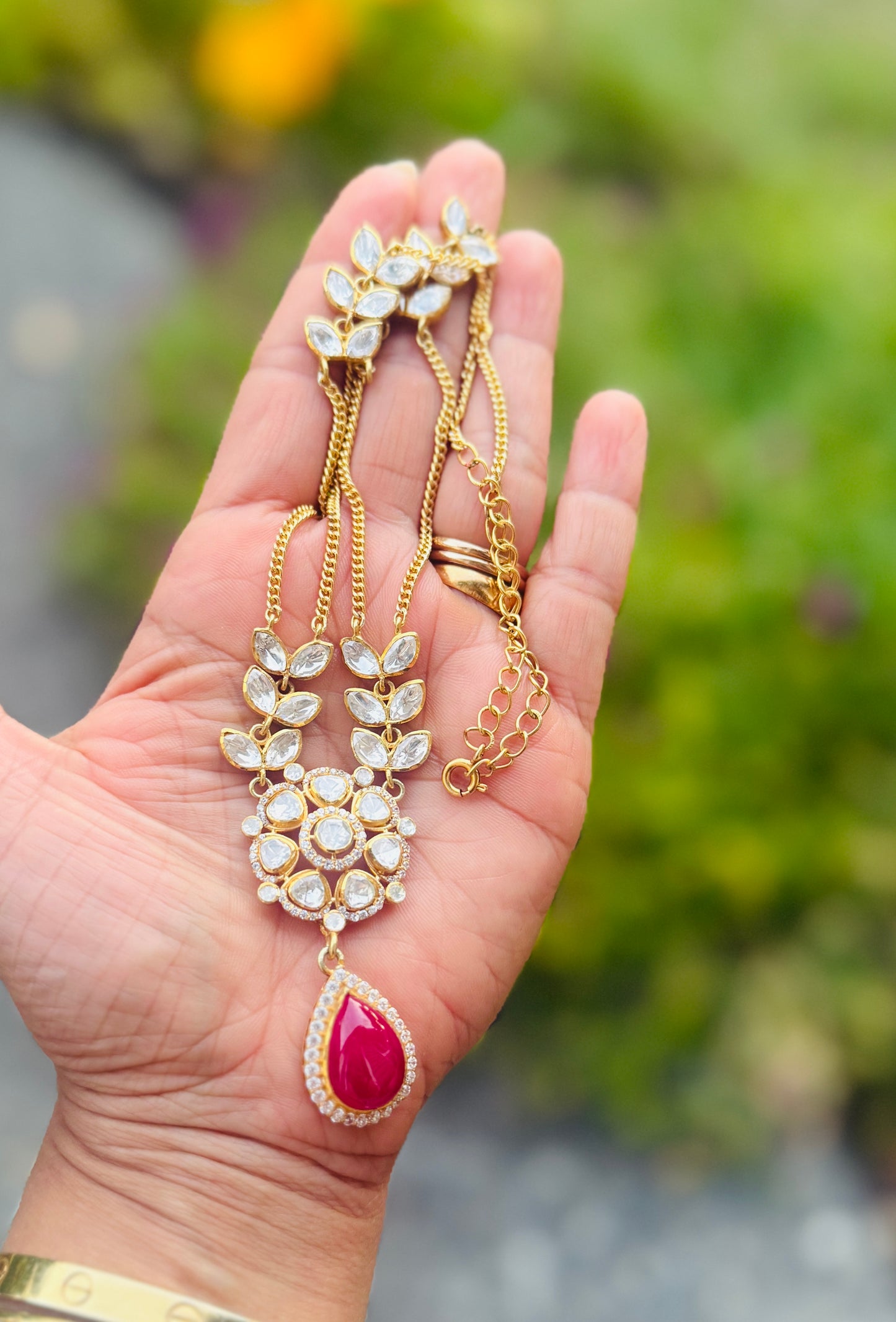 Kiran polki necklace- deep red