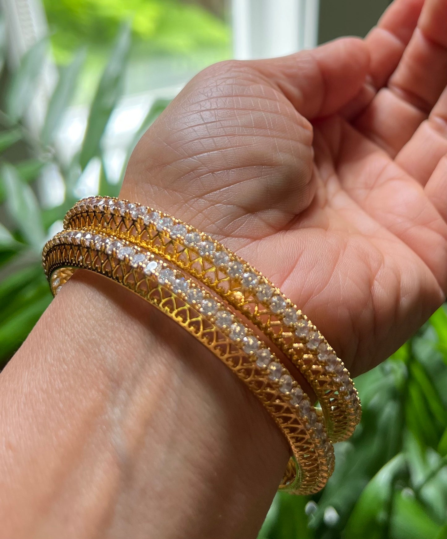 Gold polished zircon bangles