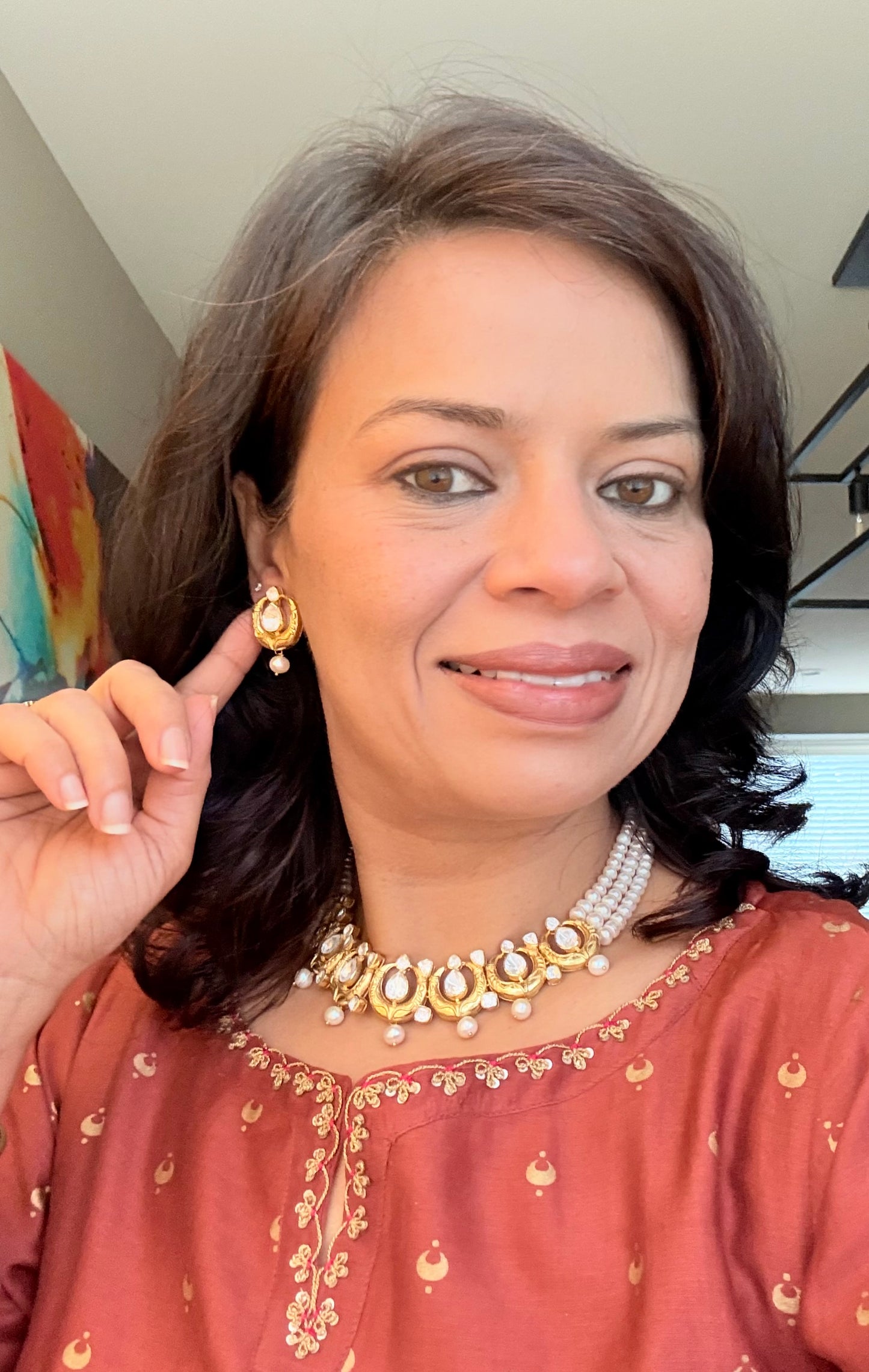 Huma polki pearl necklace set