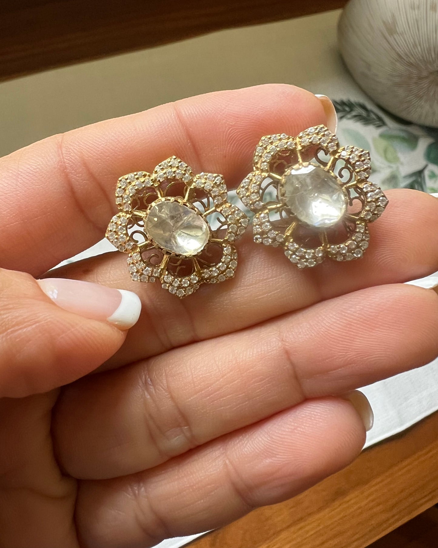 Victorian style polki Stud earrings