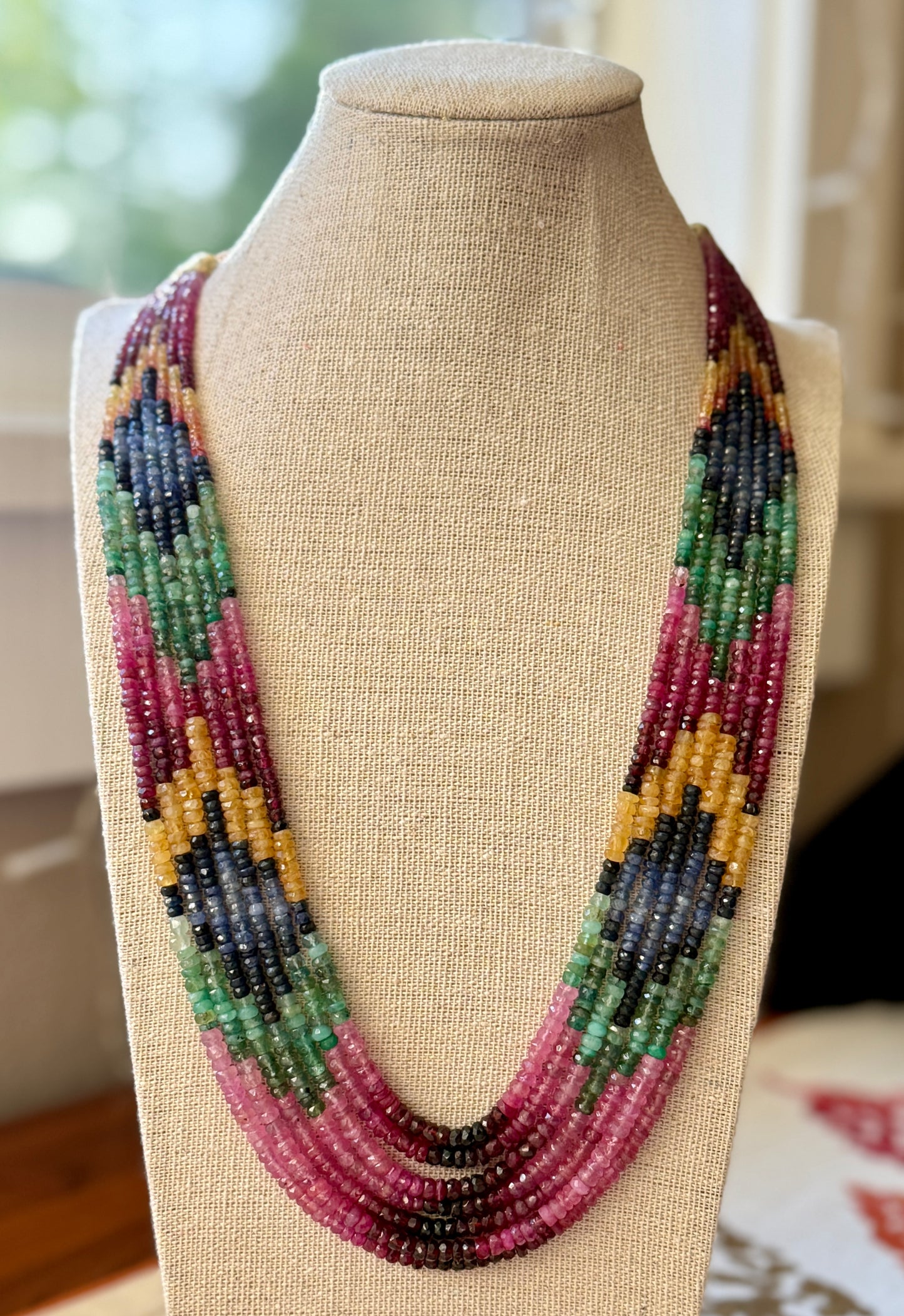 Multi-strand Precious Gemstones Necklace