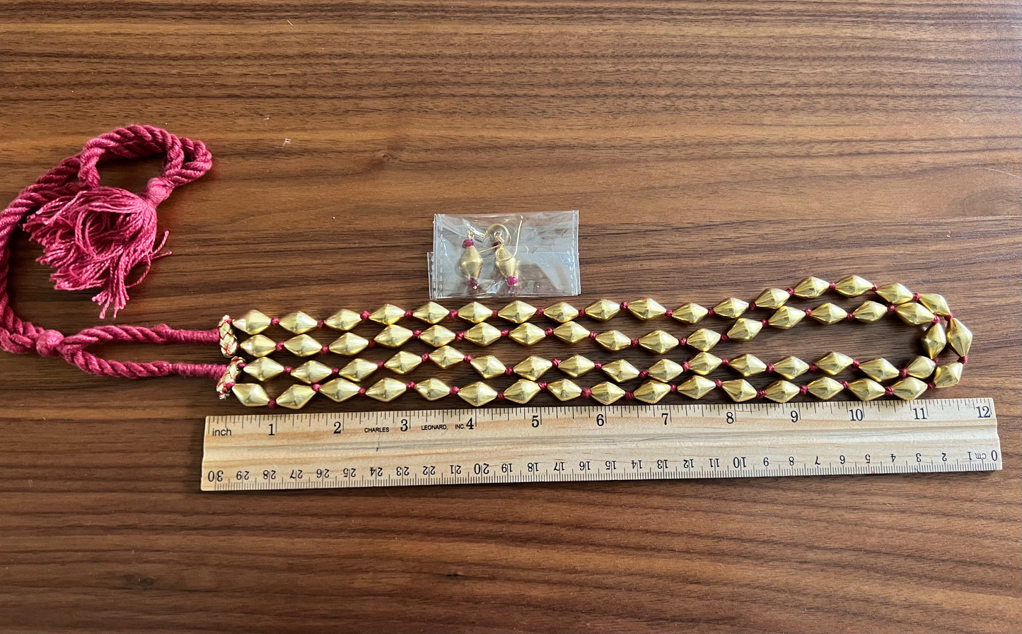 Gold polish Dholki Bead necklace with earrings