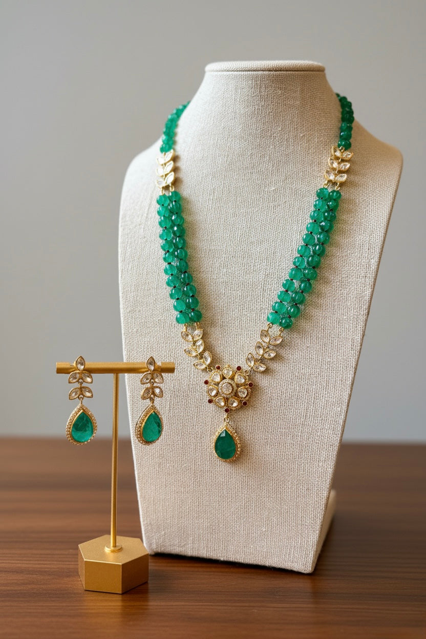 Kiran polki necklace -Sage Green