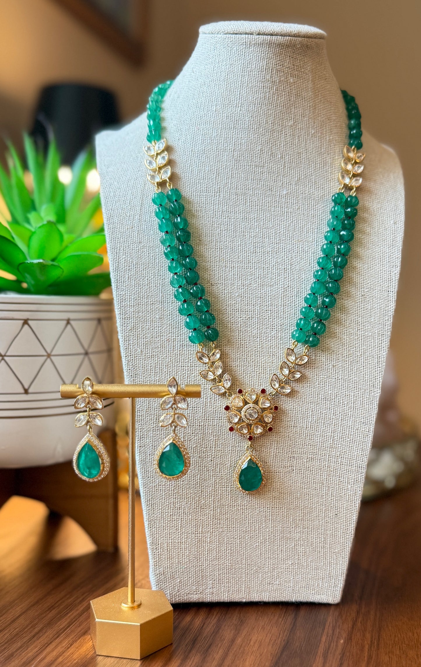 Kiran polki necklace -Sage Green
