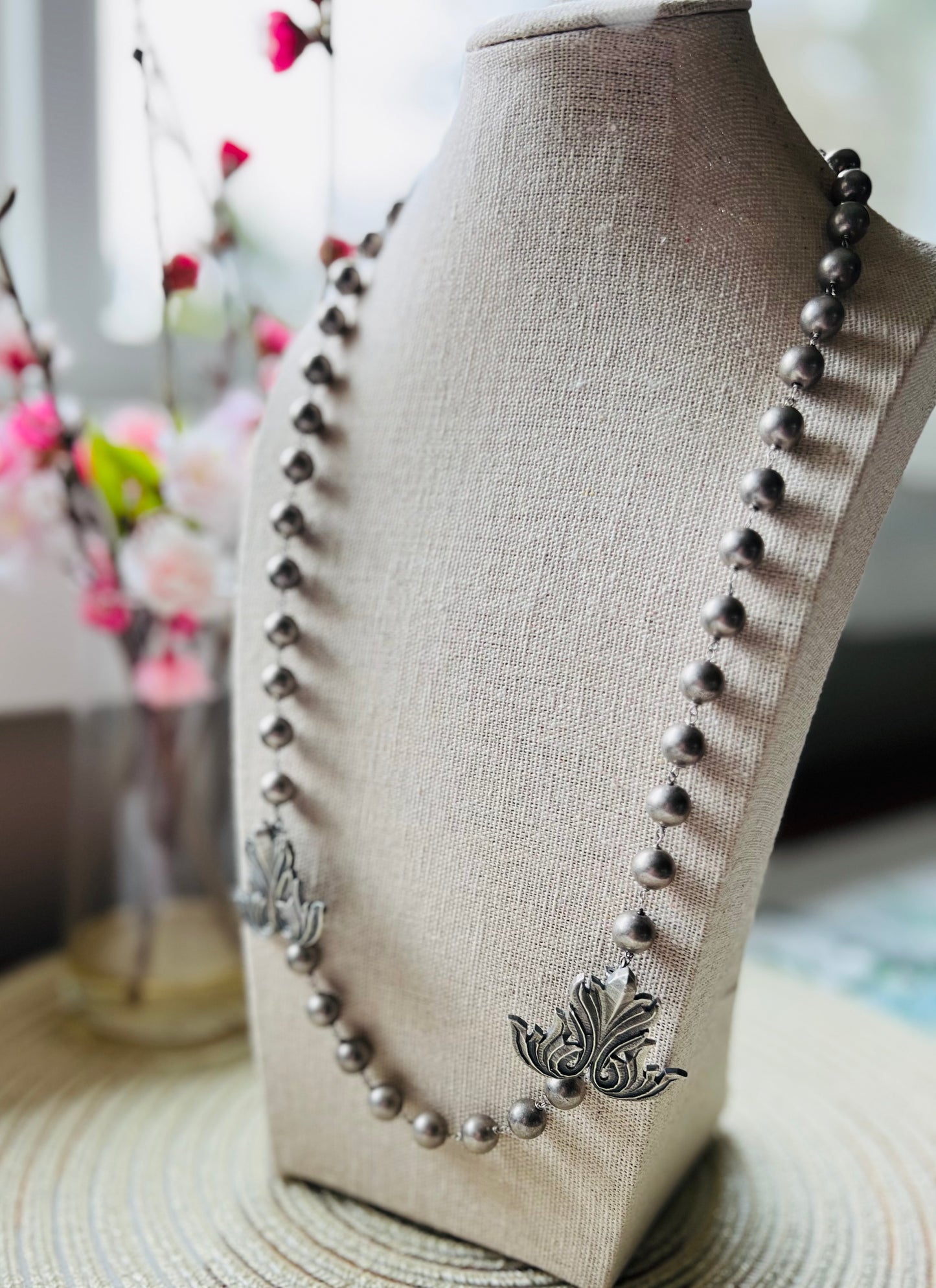 Silver Pearl Bead Necklace