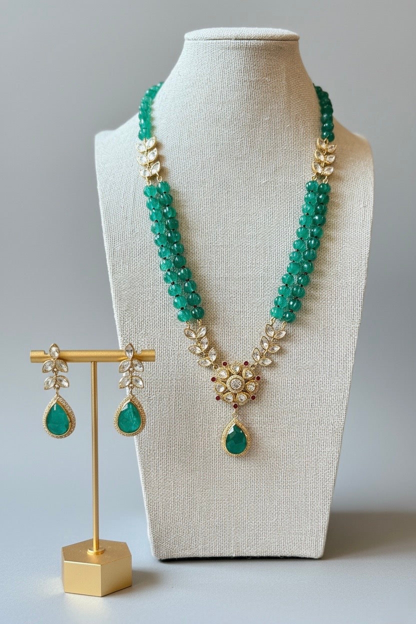 Kiran polki necklace -Sage Green