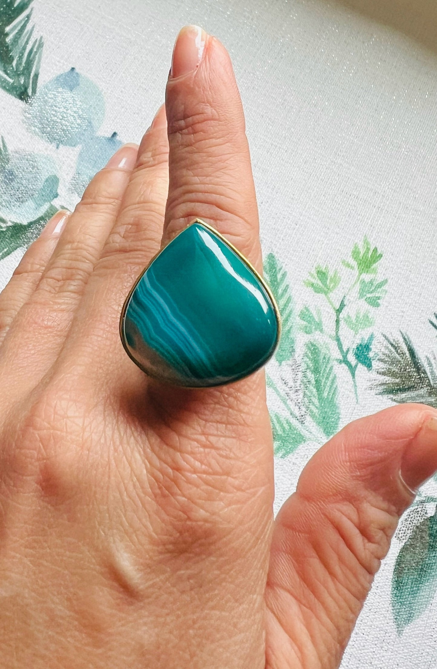 Green Agate ring in sterling silver