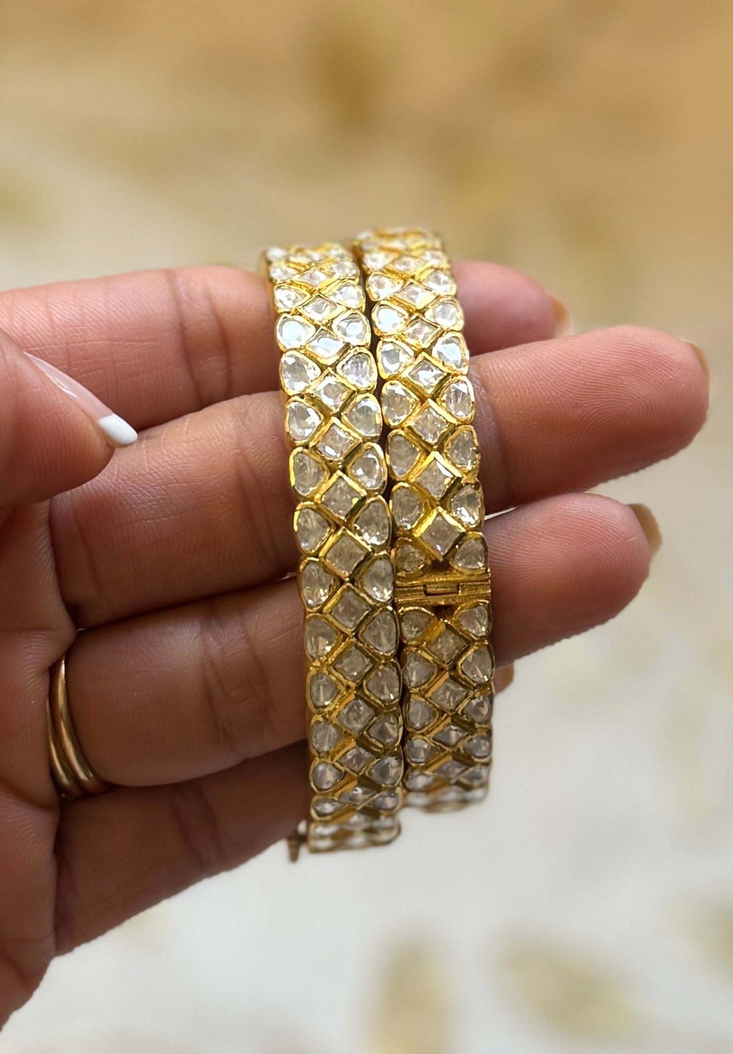 Polki Bangle in sterling silver