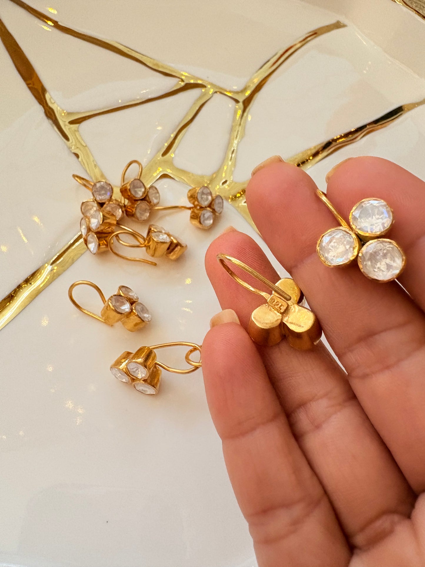 Polki hook earrings