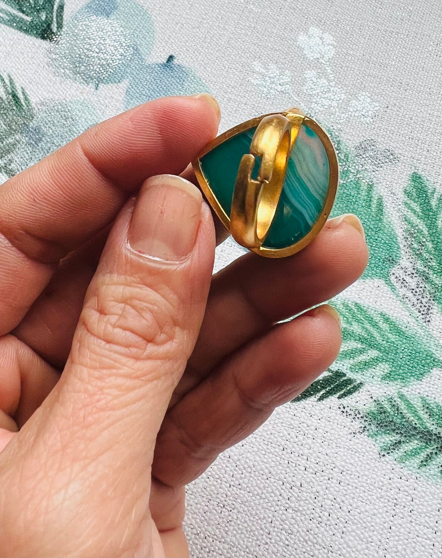 Green Agate ring in sterling silver