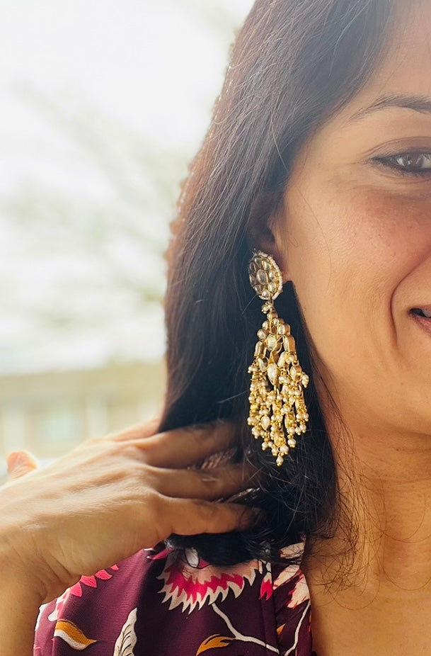 Kundan statement earrings