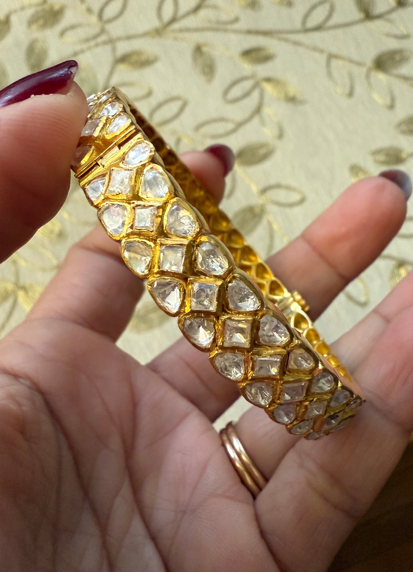Polki Bangle in sterling silver