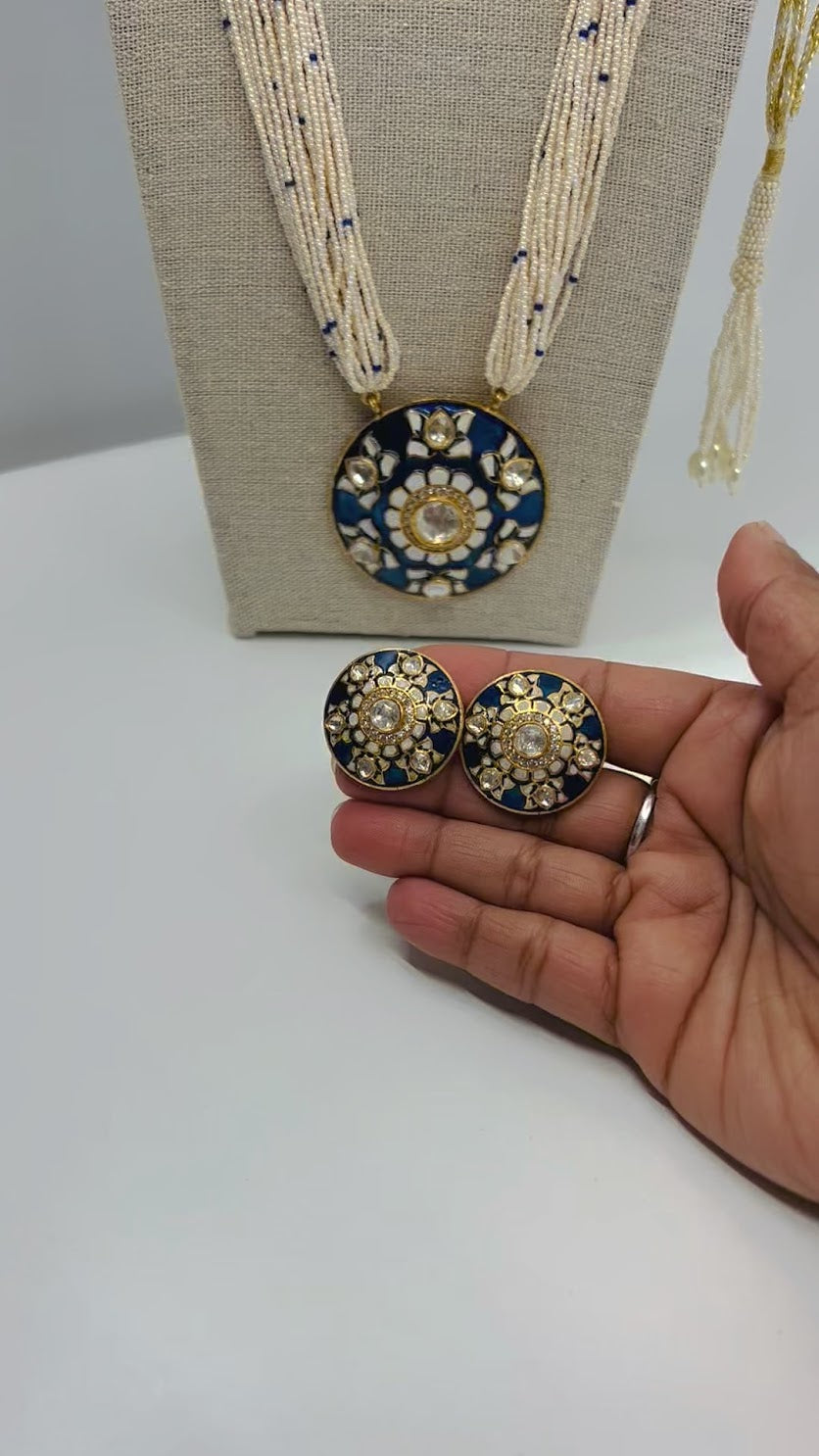 Blue Enamel Necklace Set